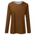 thumbnail image 4 of Timegard Womens Tops Long Sleeve Round Neck Solid Color Basic Tee Fall Casual Comfy Loose Tops Blouse, 4 of 5