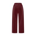 thumbnail image 4 of Plebaso Womens Velvet Pants Elastic Waist Drawstring Lounge Pants Straight Leg Trousers with Pockets, 4 of 5