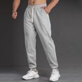 thumbnail image 3 of Ceisia Men Solid Color Loose Casual Pants Elastic Waist Drawstring Sports Gift Work Trousers, 3 of 5