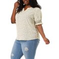 thumbnail image 4 of Agnes Orinda Women's Plus Size Blouses Pin Dots V Neck Ruffle Short Sleeve Spring Summer Boho Tops 1X White, 4 of 8