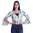 thumbnail image 4 of Moomaya Printed Womens Crop Top Wrap Style Top Wear Ruffle Long Sleeve Casual Summer Blouse, 4 of 5