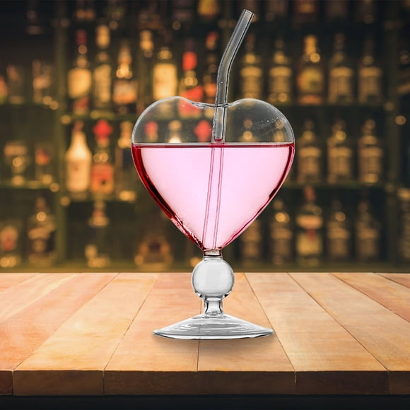 BRELIL Heart Shaped Cocktail Glasses, Clear Glass Wine Glasses, Novelty Champagne Goblet Cups, Drinkware for Bar Club Home Restaurant Party