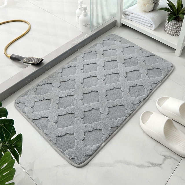 Thickened Absorbent Non-Slip Bathroom Rug Mat, Plush Polyester Floor Carpet for Toilet, Shower, and Bedroom Doorway, Machine Washable