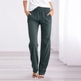 thumbnail image 2 of Women Pants Casual Yoga Straight Leg Comfy Drawstring Lounge Running Long Active Sweat Plus Size Cargo Trousers, 2 of 3