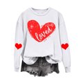 thumbnail image 1 of RKSTN Chandail pour Femmes 2024 Saint-Valentin Cœur d'Amour Imprimé Chandail Uni Col Rond Manches Longues Coupe Ample Blouse Hauts, 1 of 6