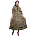 thumbnail image 1 of Bimba Kurtis Indiennes à Blocs Imprimés Bruns pour Femmes, Kurti Anarkali Ligne A Imprimée, Robe Ethnique Décontractée - X-Grand, 1 of 5