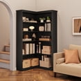 thumbnail image 2 of L Shaped Corner Bookshelf 5 Tier Large Wood Display Bookshelf 90° Corner Standing Bookcase, 2 of 7