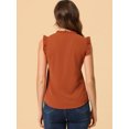 thumbnail image 4 of INSPIRE CHIC Blouse de Travail Sans Manches à Volants pour Femme à Col en V Hauts TP Caramel, 4 of 5