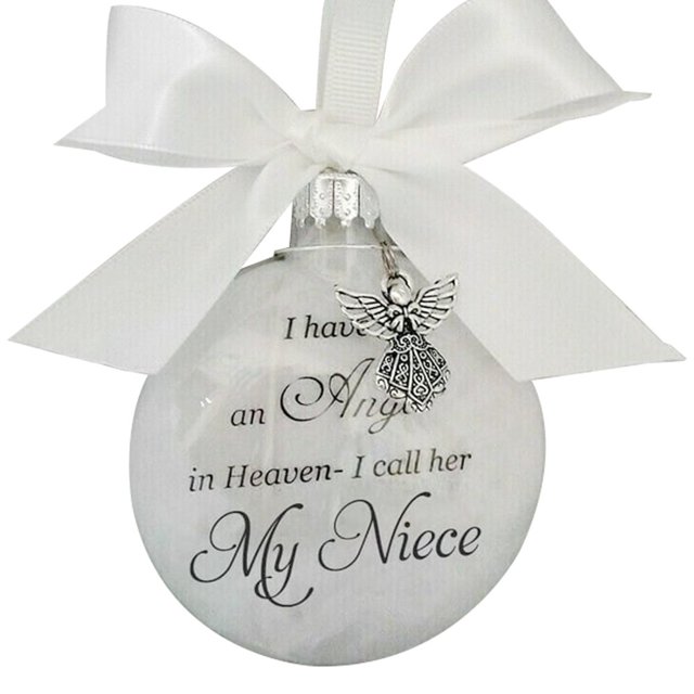 Christmas Ornament Feather Ball Angel In Heaven Memorial Ornament