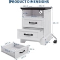 thumbnail image 3 of Royalbelle Nightstand with Charging Station, 2 Drawers USB Ports & Power Outlets Modern Bedside Table, 2PC, White, 3 of 8