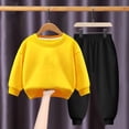 thumbnail image 3 of Pisexur Ensemble 2 Pcs pour Bébé Filles Garçons Automne Hiver Mode Décontractée Polaire Couleur Unie Manches Longues Col Rond Chandails en Molleton et Pantalons Vêtements de Détente Ensemble de Survêtement pour Enfants 3-8 Ans, 3 of 4