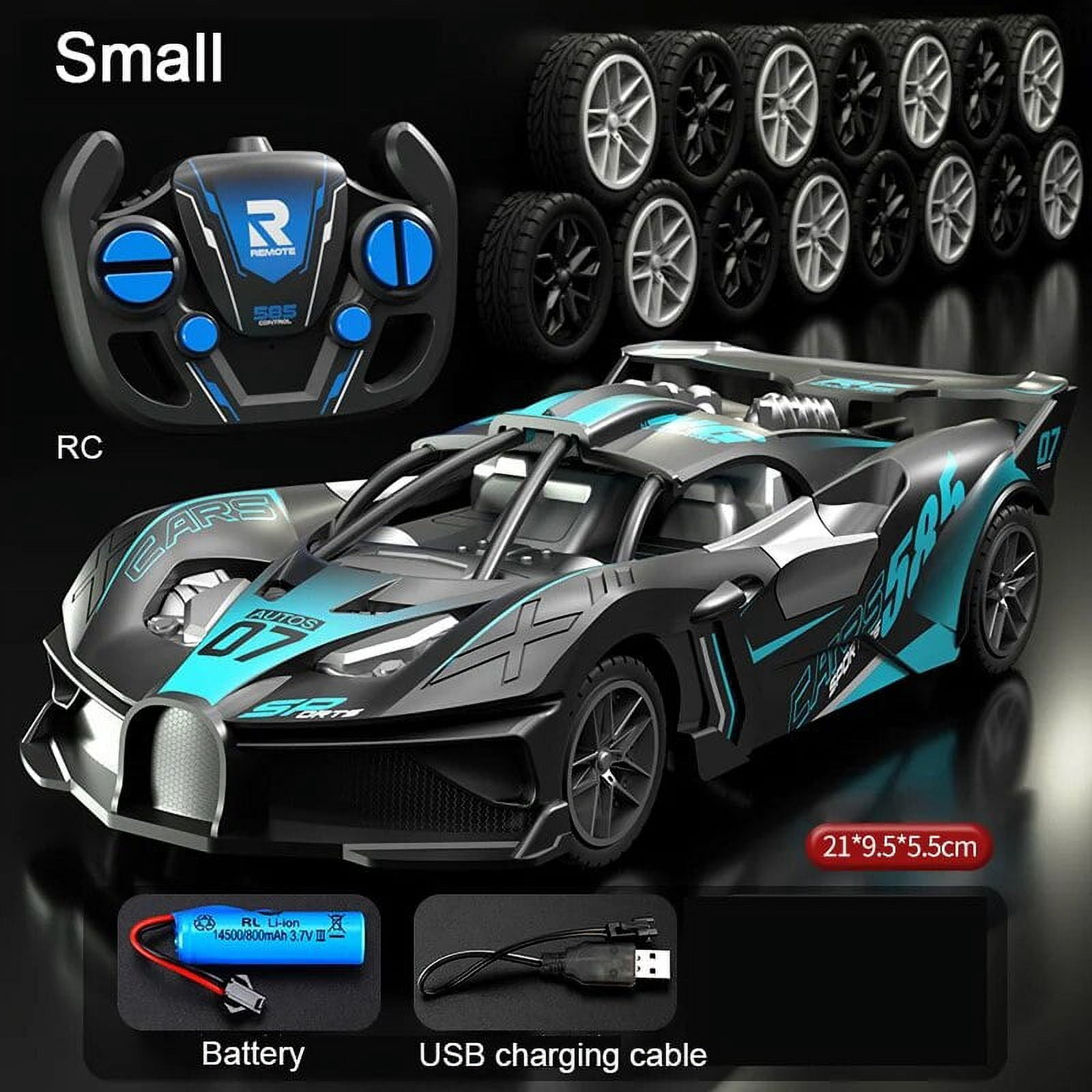 Voiture de Sport RC 4WD à Grande Vitesse, Télécommande, Mini Modèle Réduit, Véhicule Électrique de Dérive et de Course, Jouets pour Garçons et Enfants, Rentrée Scolaire, Bleu, 21 cm