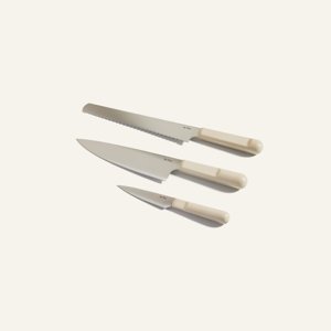 Our Place Knife Trio (Set of 3) Three high-quality, full-tang knives engineered for easy prep Steam