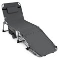 thumbnail image 1 of Costway Outdoor Folding Chaise 4-Position Lounge Chair with Face Hole &Adjustable Footrest Gray, 1 of 10