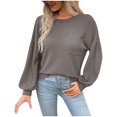 thumbnail image 1 of Timegard Womens T Shirts Long Sleeve Round Neck Basic Tops Casual Comfy Solid Color Blouses, 1 of 6