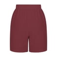 thumbnail image 4 of Annhoo Womens Plus Size Cotton Linen Shorts High Waisted Drawstring Wide Leg Solid Comfy Casual Shorts with Pockets, 4 of 7