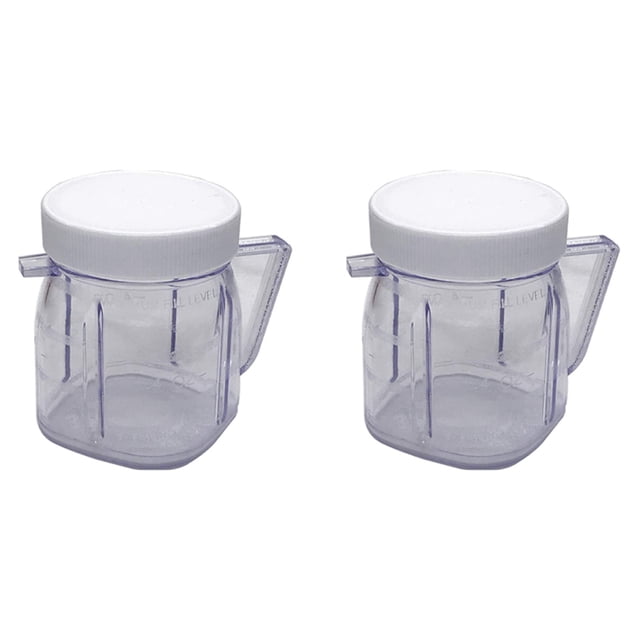 For Blender Replacement Parts, 4937 Mini Osterizer Blender Jar Accessory, Cup Mini Plastic Jars with Lids (2 Pack),2 x Mixing tank,Transparent