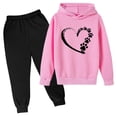 thumbnail image 1 of RXIRUCGD Mode Filles et Garçons Enfants Décontracté Manches Longues Imprimé Hauts Manches Longues Ensemble à Capuche (Rose, Taille : 4 Ans), 1 of 2
