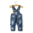 thumbnail image 2 of KIDSCOOL SPACE Salopette en Denim Déchirée pour Petite Fille Ou Petit Garçon, Taille 12-18 Mois,, 2 of 7