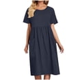 thumbnail image 2 of Gspmoly Robes Décontractées pour Femmes, Mode Femmes Été Décontracté Col Rond Manches Courtes Taille Haute Robe Robes de Travail pour Femmes Offres Hebdomadaires, 2 of 6