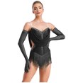 thumbnail image 2 of Aislor Robe de Danse Latine Jazz à Franges avec Gants Noir TG, 2 of 7