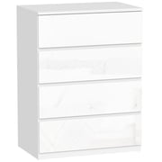 HOMCOM High Gloss Chest of Drawers 4 Drawer Dresser with Metal Runner White