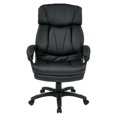 thumbnail image 2 of Oversized Faux Black Leather Executive Chair with Padded Loop Arms, 2 of 9