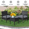 thumbnail image 4 of Gymax 3PCS Patio Rattan Conversation Furniture Set Outdoor Yard w/ Grey Cushions, 4 of 10