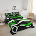 thumbnail image 3 of Erosebridal Circle Stripes Comforter Sets Queen Size,Black Green Bedding Queen Comforter Set,Microfiber Reversible Bedding Sets Queen with Comforter,Geometric Room Decorative,3 Pieces, 3 of 8