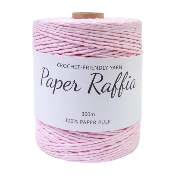 Abbracc Raffia Paper Ribbon Paper Rope Round Twine String 300M/328 Yards Yarn Thread Raffia Ribbon for Crocheting Bags Nesting Basket Light Pink