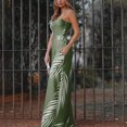 thumbnail image 5 of B91xZ Salopette Longue Décontractée Ample pour Femmes, Col en V, Coupe Ample, Sans Manches, Bretelles Spaghetti Ajustables, Combinaison avec Poches, Vert Armée P, 5 of 5