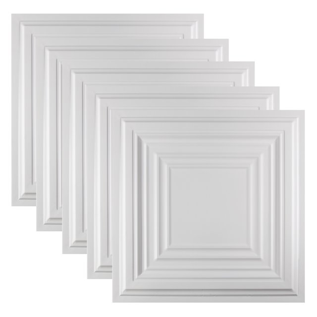 Great Lakes Tin Detroit Matte White 2ft x 2ft Lay In Ceiling Tiles (5 Pack)