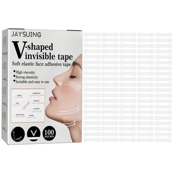 serony 100Pcs Face Lift Tape Elasticity for Reduce Reducer Slimming Strap Slimmer Hiding Facial Wrinkles Fine Face Lift Tape Instant Lines Neck Lift Firming
