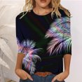 thumbnail image 2 of EQWLJWE Blouses à Manches Longues pour Femmes Hauts pour Femmes Liquidation T-shirt Imprimé de Mode pour Femmes Blouse à Manches 3/4 Col Rond Hauts Décontractés, 2 of 5