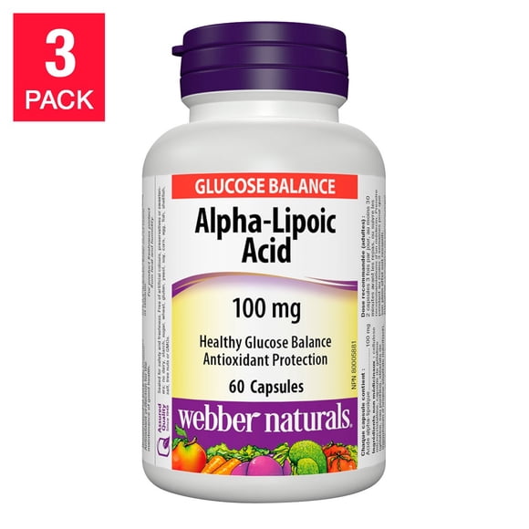 webber naturals Alpha Lipoic Acid 100 mg, 3 x 60 Capsules