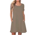 thumbnail image 2 of Meichang Robe T-Shirt pour Femmes avec Poches Décontractée à Manches Courtes Mini Robes d'Été Coupe Ample Col Rond Courte Robe T-Shirt de Plage, 2 of 6