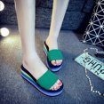 thumbnail image 2 of Womens Summer Slippers Platform High-heel Rainbow Platform Wedges Shoes, 2 of 9