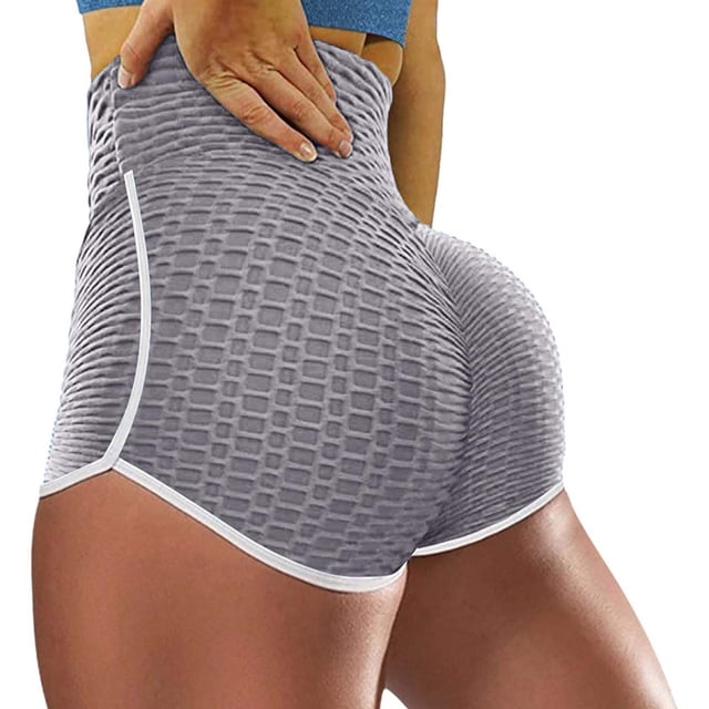 KIHOUT Women's High Waist Workout Shorts Butt Lifting Tummy Control Ruched Booty Running Yoga Shorts