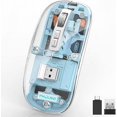 thumbnail image 1 of Wireless Bluetooth Mouse Tri-Mode (BT5.1+2.4GHz) USB C Rechargeable Computer Mouse Full Transparent Silent Mouse with USB Receiver & Type C Adapter for Laptop/Mac/iPad, 1 of 7
