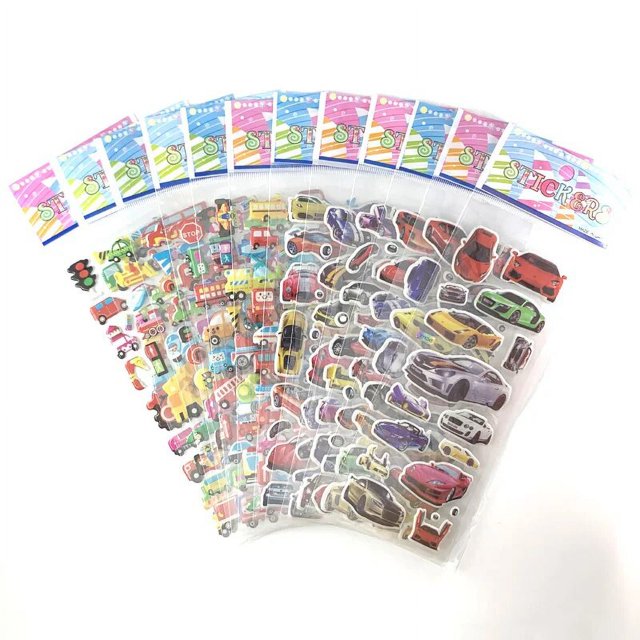 12 Sheets/Set Dinosaur Series Cartoon Stickers For Child Notebook Skateboard DIY Waterproof Cute Sticker Toy Boys Gift Cars 2