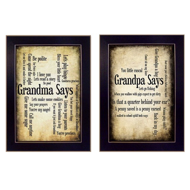 TrendyDecor4U "Grands-Parents" par Susan Ball Imprimé Encadré Art Mural