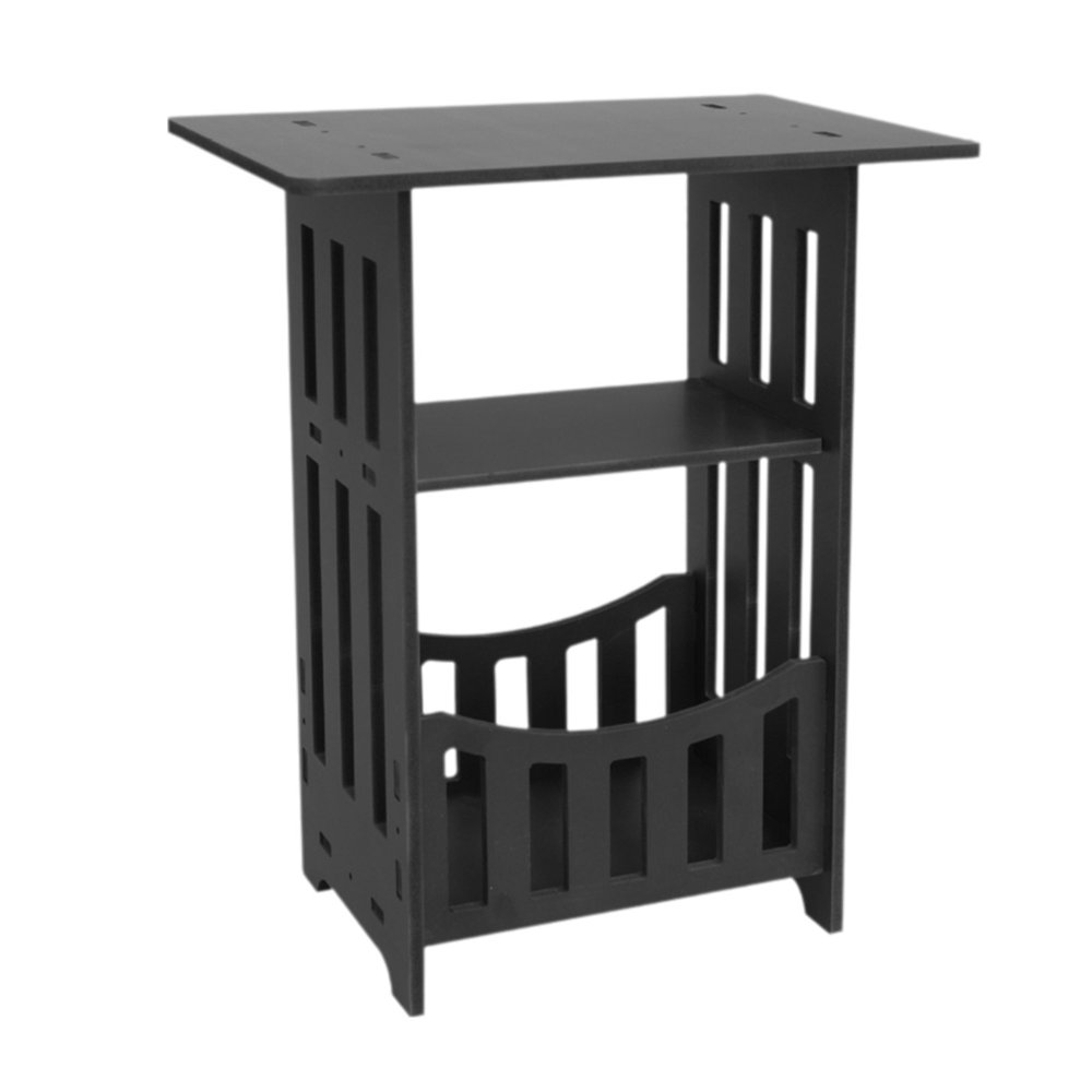 CNKOO End Table with Storage Shelf and Fabric Drawer  3 Tiers Industrial Nightstand  Bedside Table Organizer for Living Room Bedroom  Easy Assembly