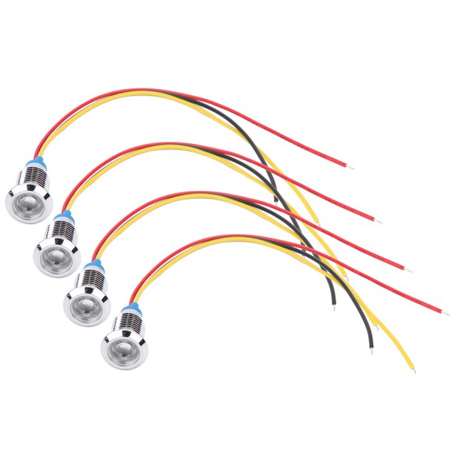 Indicateur LED, Lampe Témoin Étanche Mini Lumière Ronde Électrode Cathodique Commune pour Machines-Outils CNC pour l'Éclairage Rouge et Bleu, Rouge et Jaune, Rouge et Vert