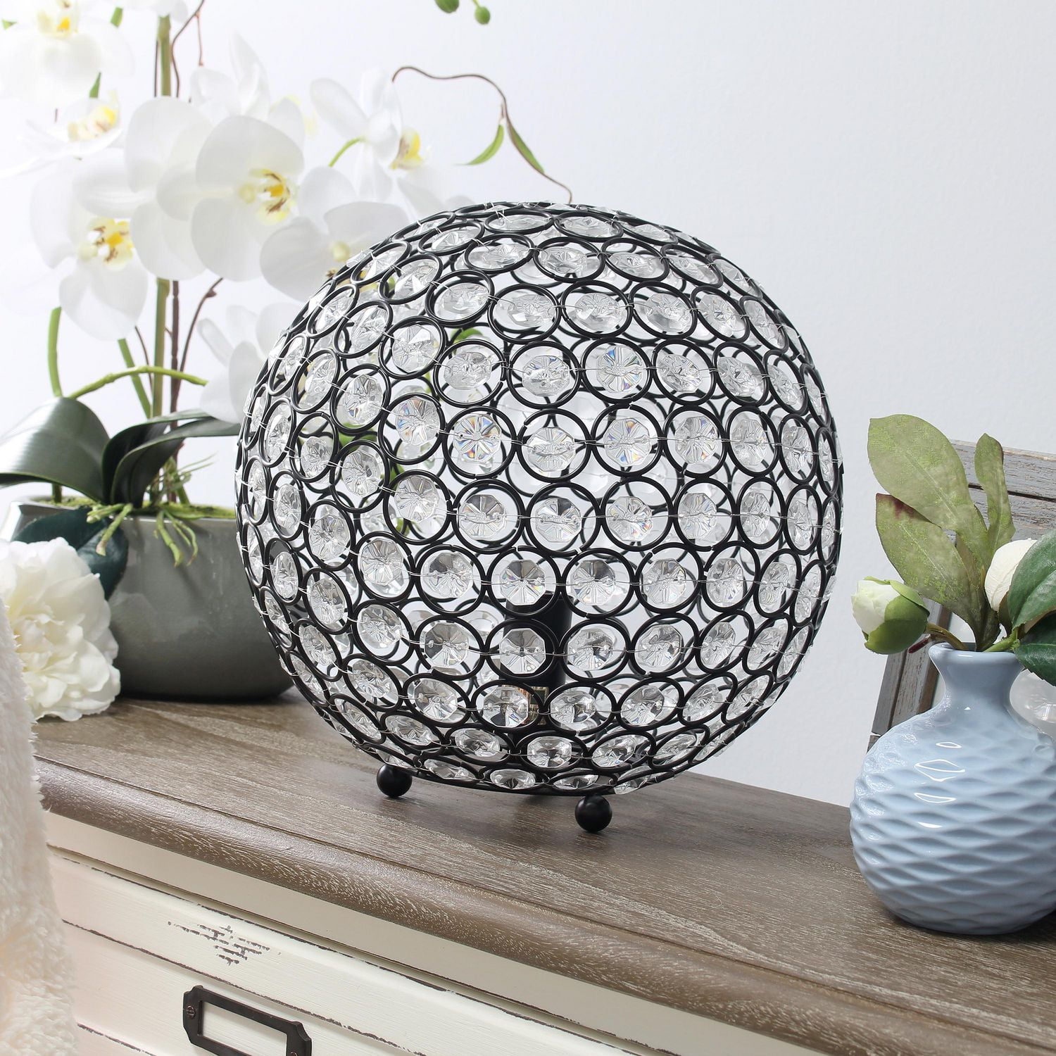 Lampe de table Elegant Designs à paillettes boule de cristal de 10 pouces