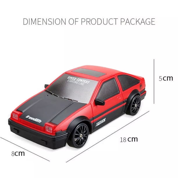 AIGIA Voiture Télécommandée RC Drift Voiture 2,4 GHz Échelle 1:24 4WD 15 Km/h Modèle Haute Vitesse Véhicule avec Lumières LED Pneu de Drift Voiture de