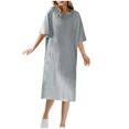 thumbnail image 1 of fatyb Robes d'Été 2025 pour Femmes Manches Courtes Décontractées Robes T-Shirt Col Rond Amples Unies Longues Robes, 1 of 6