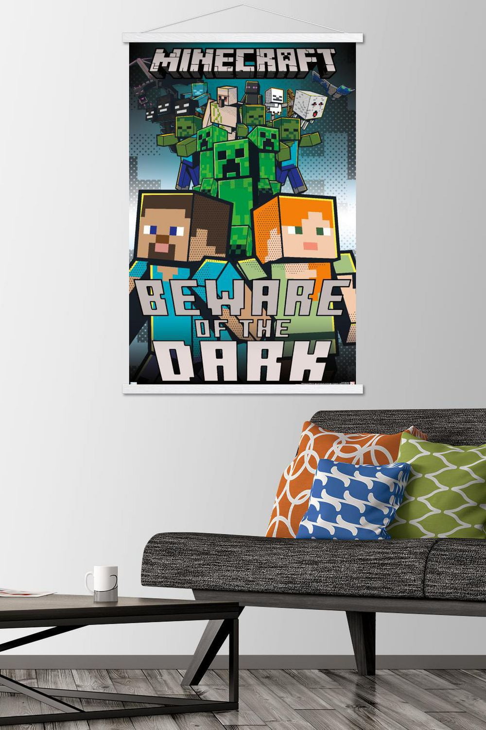 Minecraft - Beware Of The Dark Wall Poster with Magnetic Frame, 22.375" x 34"