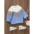 thumbnail image 4 of Faithtur Baby Knit Sweaters Cute Long Sleeve Round Neck Contrast Color Pullover Tops Toddler Sweatshirts, 4 of 9