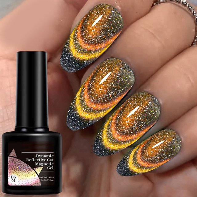 EGNMCR Dynamic Fragmented Diamonds Cats' Eye Nail Polish Gel With Explosion Sparkles And Reflective Crystal Cats' Eye Nail Polish Gel 7ml nails polish
