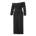 thumbnail image 3 of Women‘s Solid Color Long Sleeve Off Shoulder Strapless Party Dress, 3 of 9